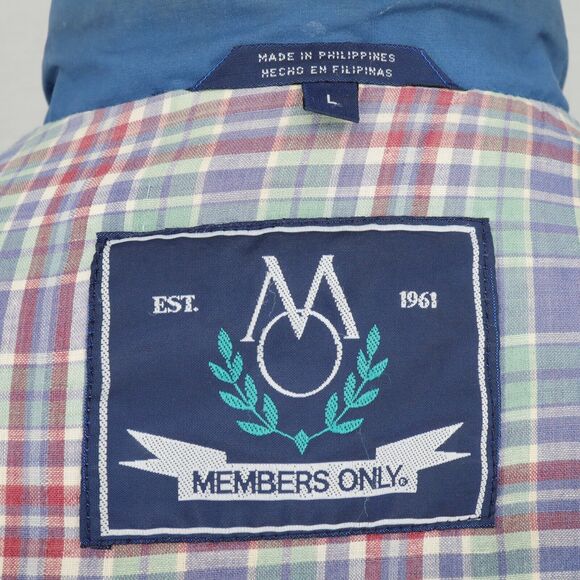 Members Only Jacket Mens Large Beige Full Zip Lightweight Pockets Lined Vintage - Picture 4 of 16